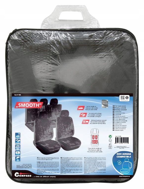 Compass Pokrowce na siedzenia Smooth, 11 sztuk, czarne Typ pokrowiec