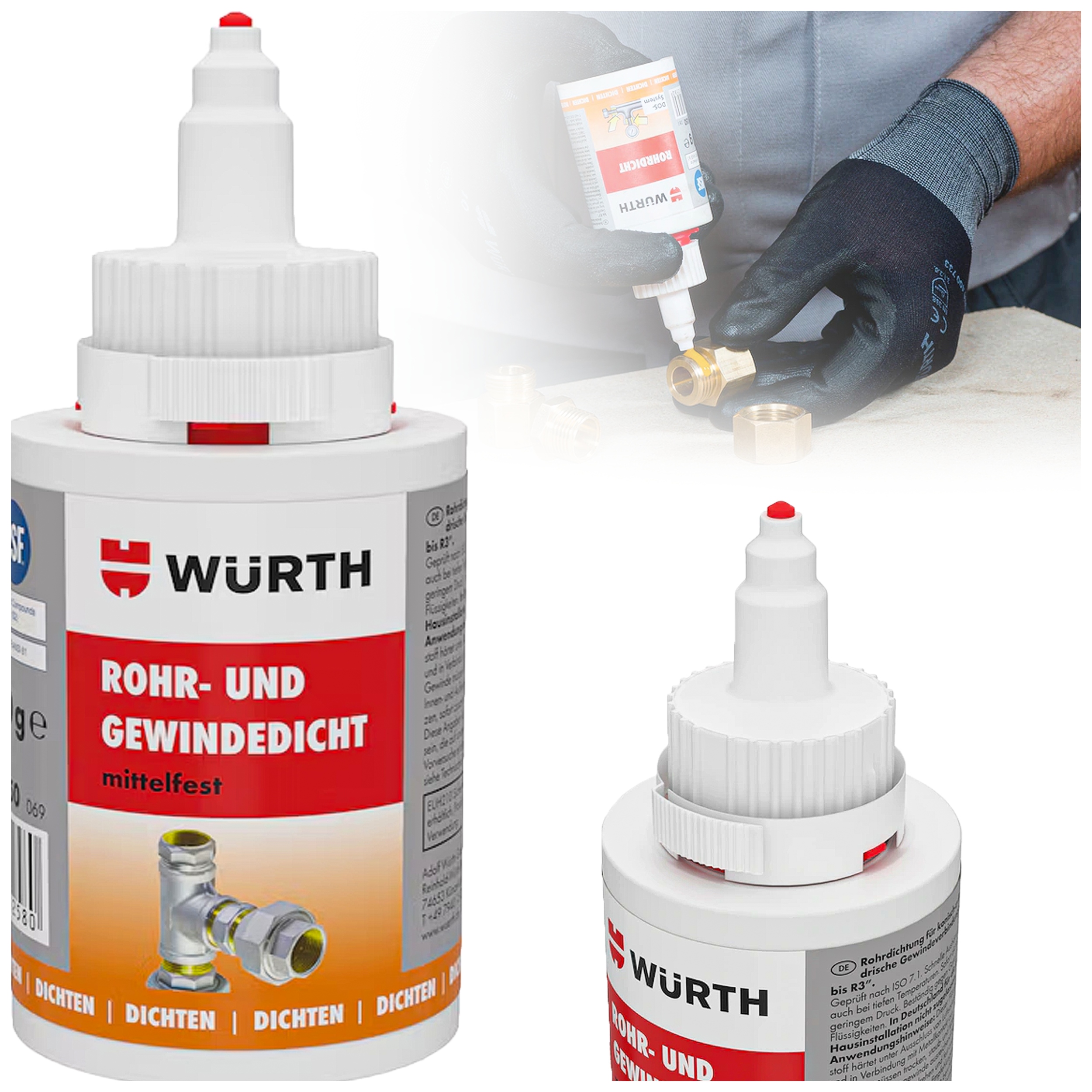 Těsnicí hmota pro utěsnění trubek spojek o střední pevnosti 50 g Wurth