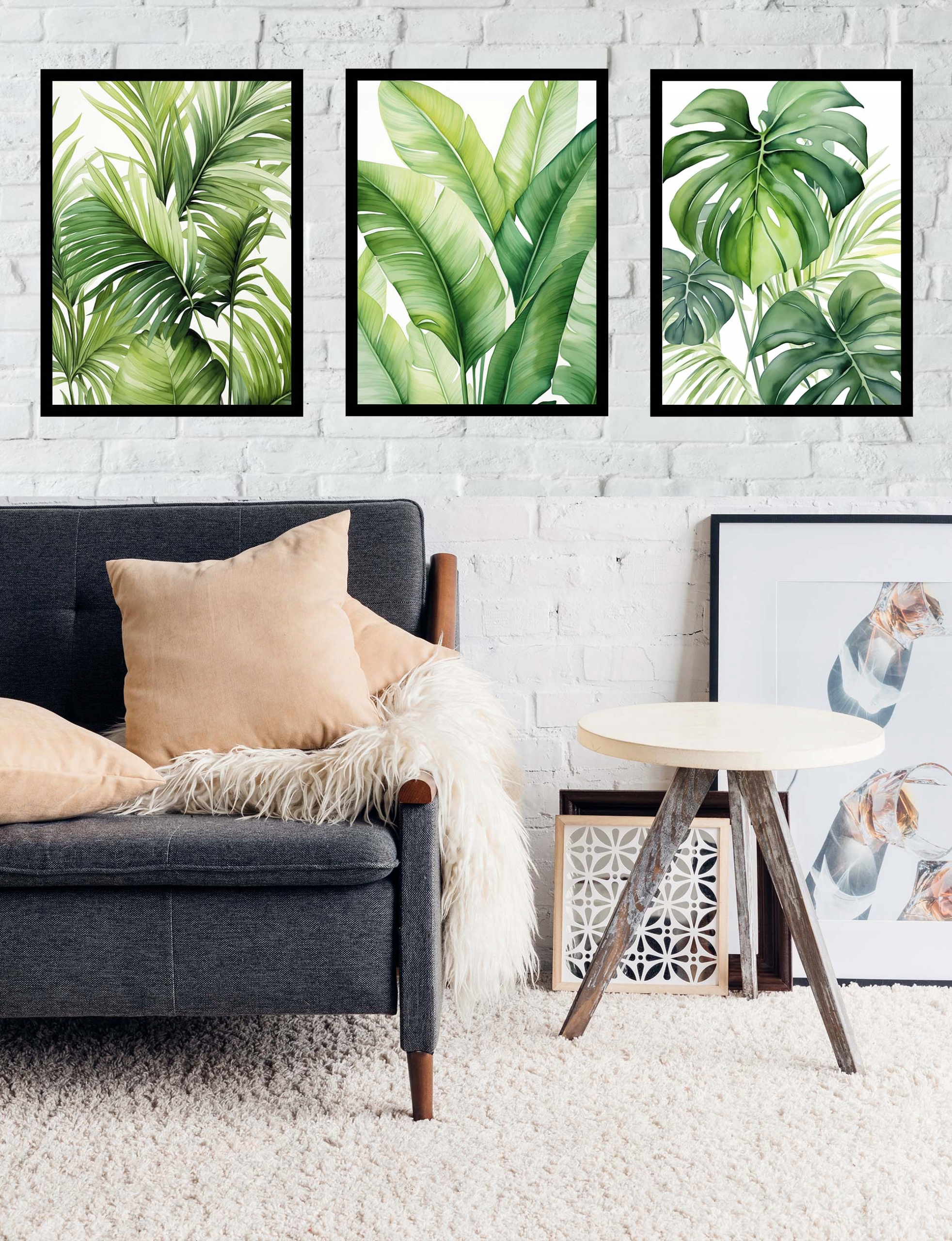 30x40 ZESTAW OBRAZY W RAMIE PLAKATY RAMKA MONSTERA TROPIK PALMA BANANOWIEC Wysokość produktu 40 cm