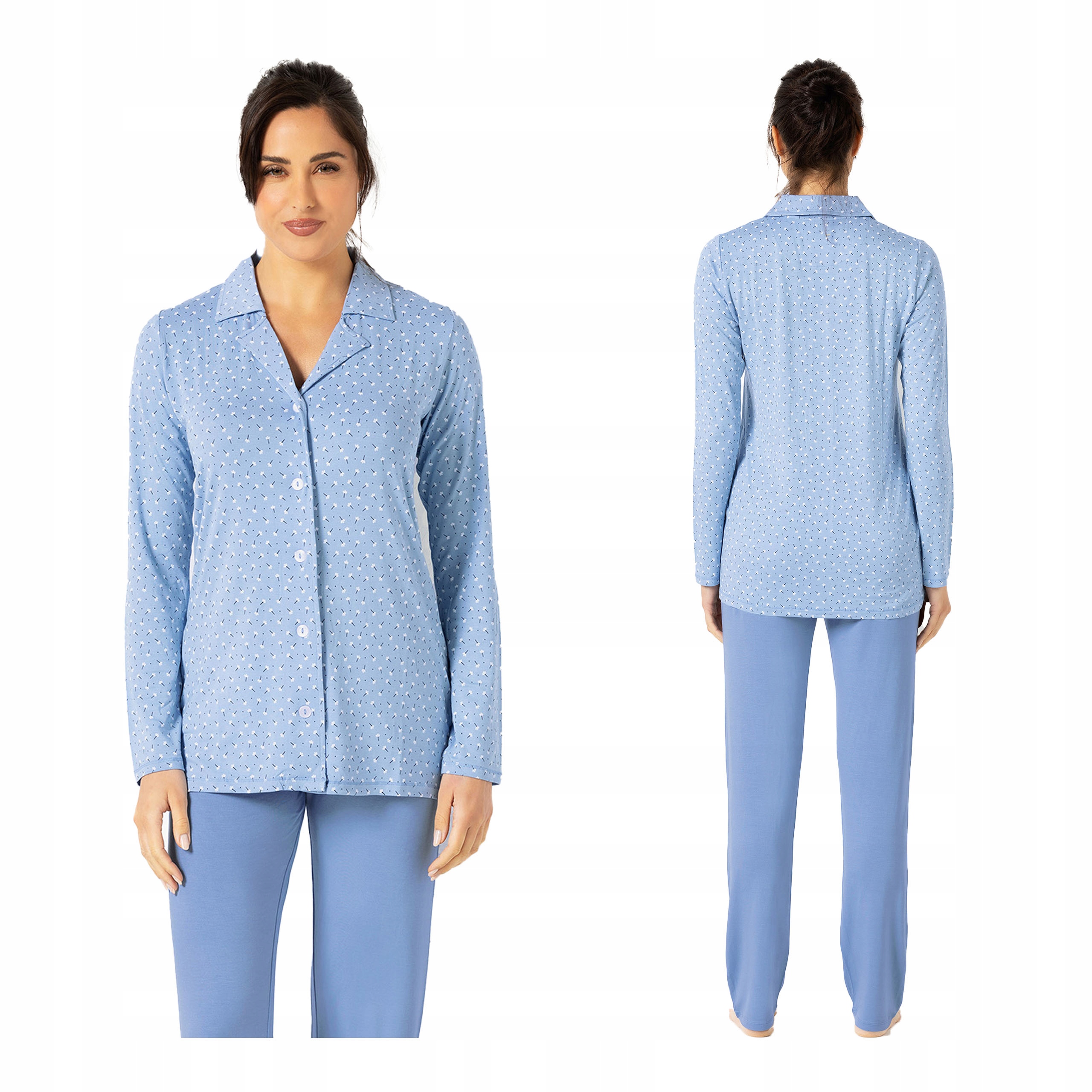 Dámské dvoudílné dlouhé pyžamo XL Rozepínací Verde Veronica