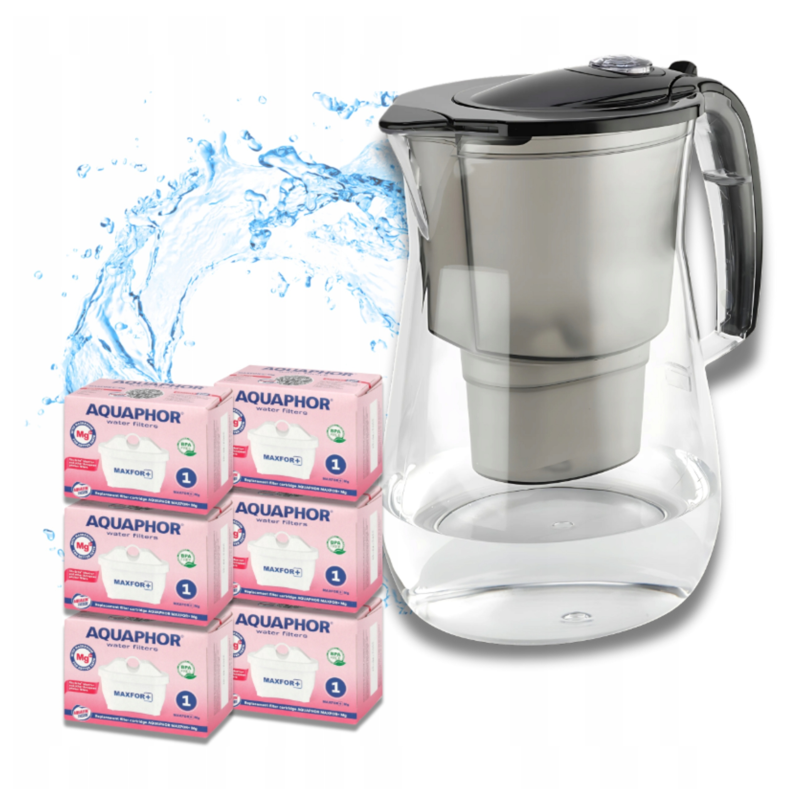 Filtrační konvice na vodu Aquaphor Onyx 4,2L černá 6 náplní Maxfor+ Mg