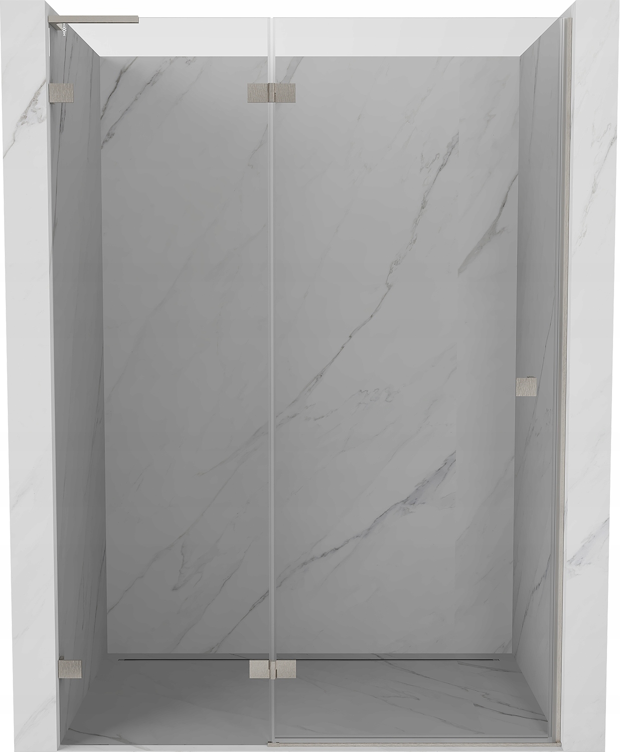 Mexen Lunar L Drzwi Prysznicowe Uchylne Lewe 140 CM Transparent Nikiel