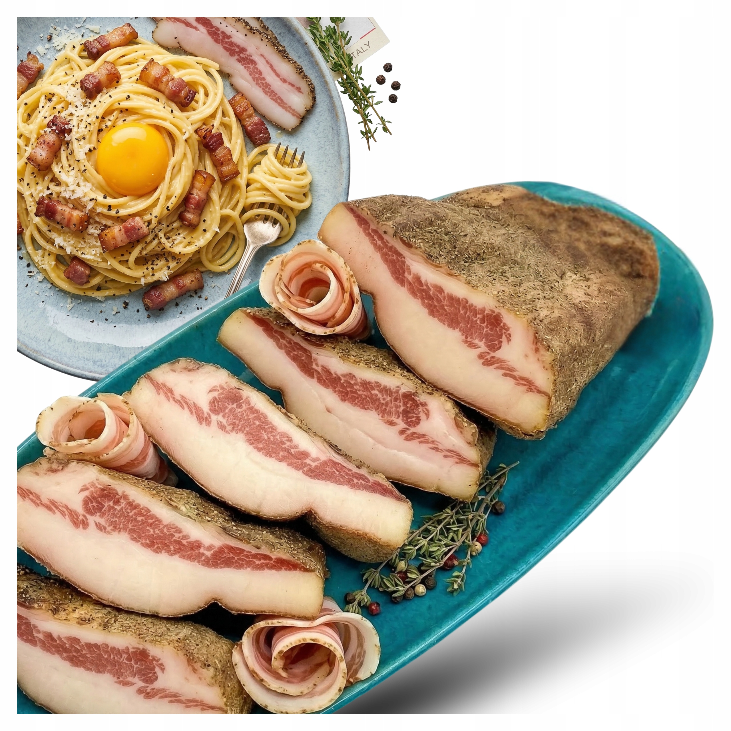 Włoskie Guanciale al Pepe Policzki Z Pieprzem W Kawałku 1 kg Flomaro