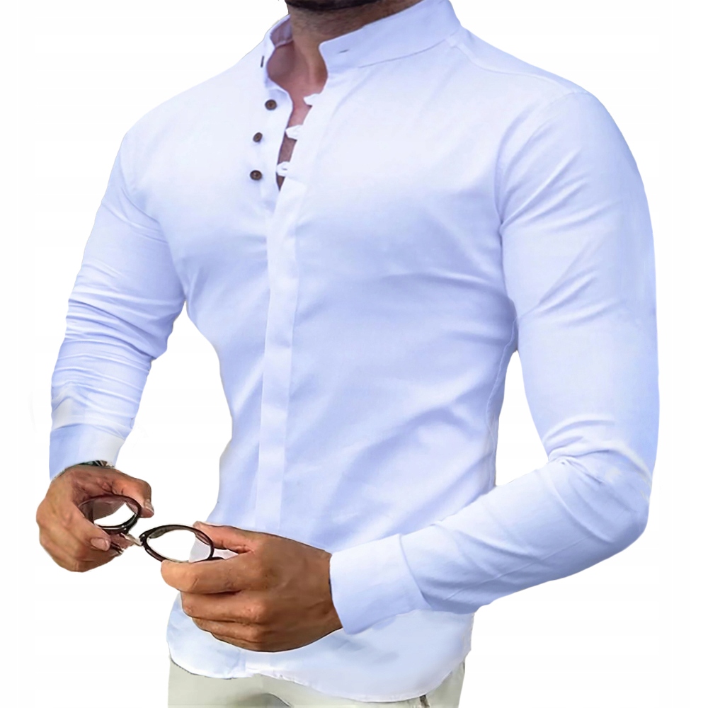 Elegantní bavlněná košile bez límce, elastická