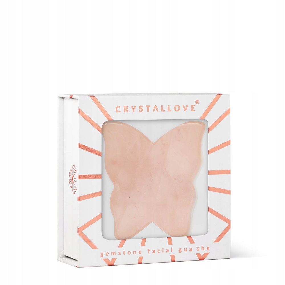 Crystallove Destička Motýlek pro masáž obličeje gua sha z růženínu