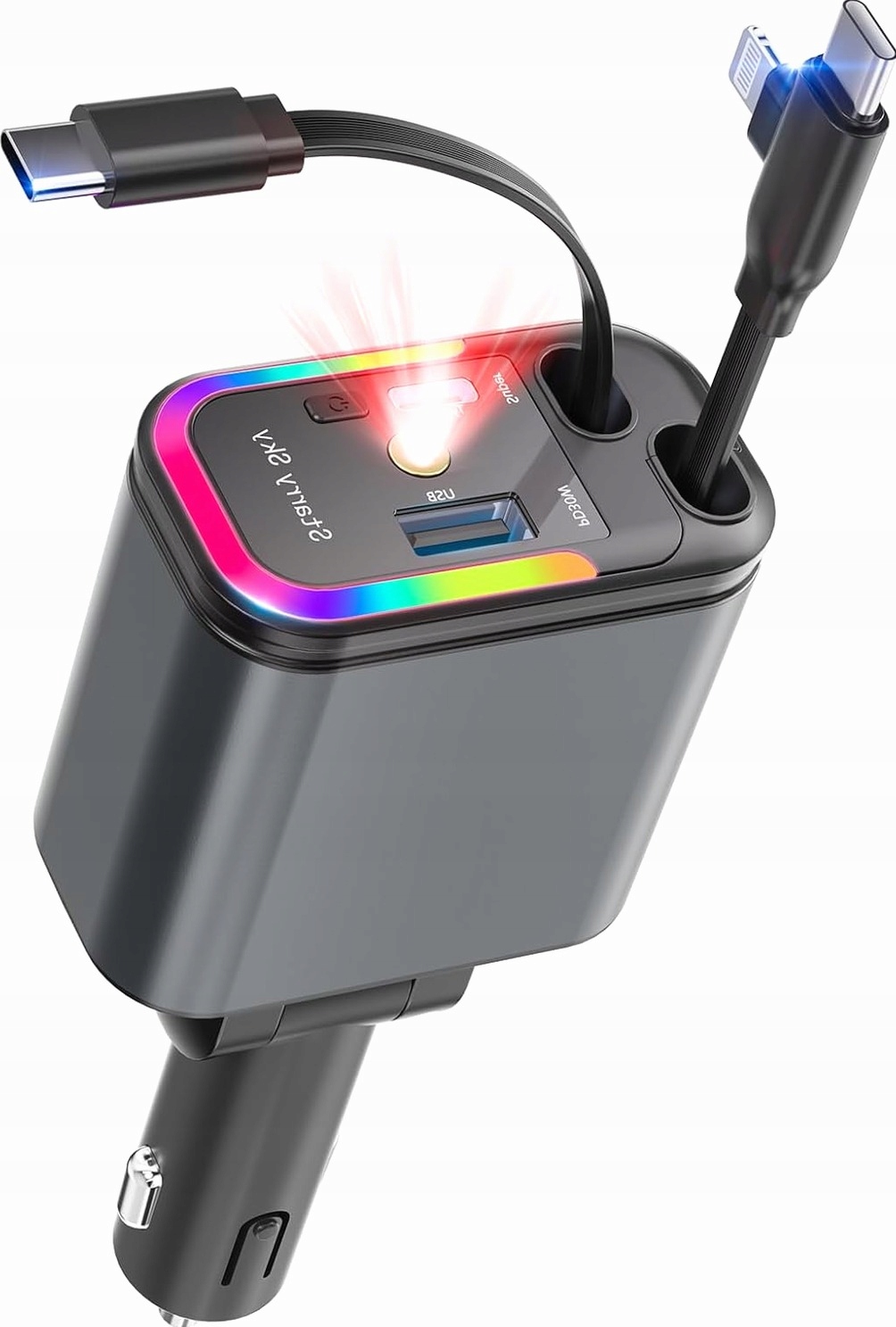 Ładowarka Samochodowa Szybka Usb C 120W Projektor Gwiazd Gniazdo 12V