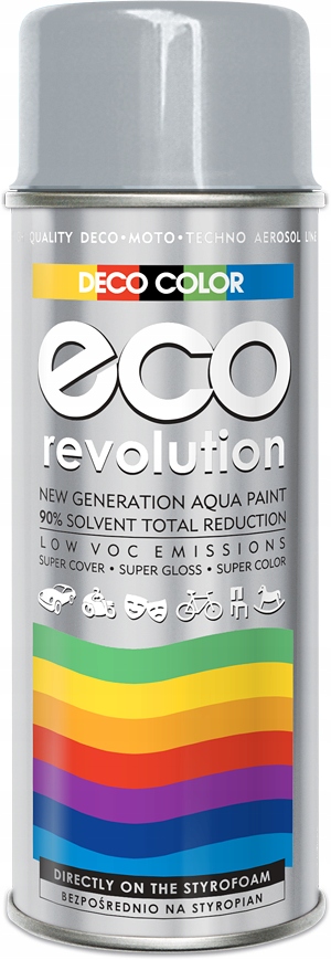 Farba lakier spray Eco Revolution Szary RAL7001 połysk Eko