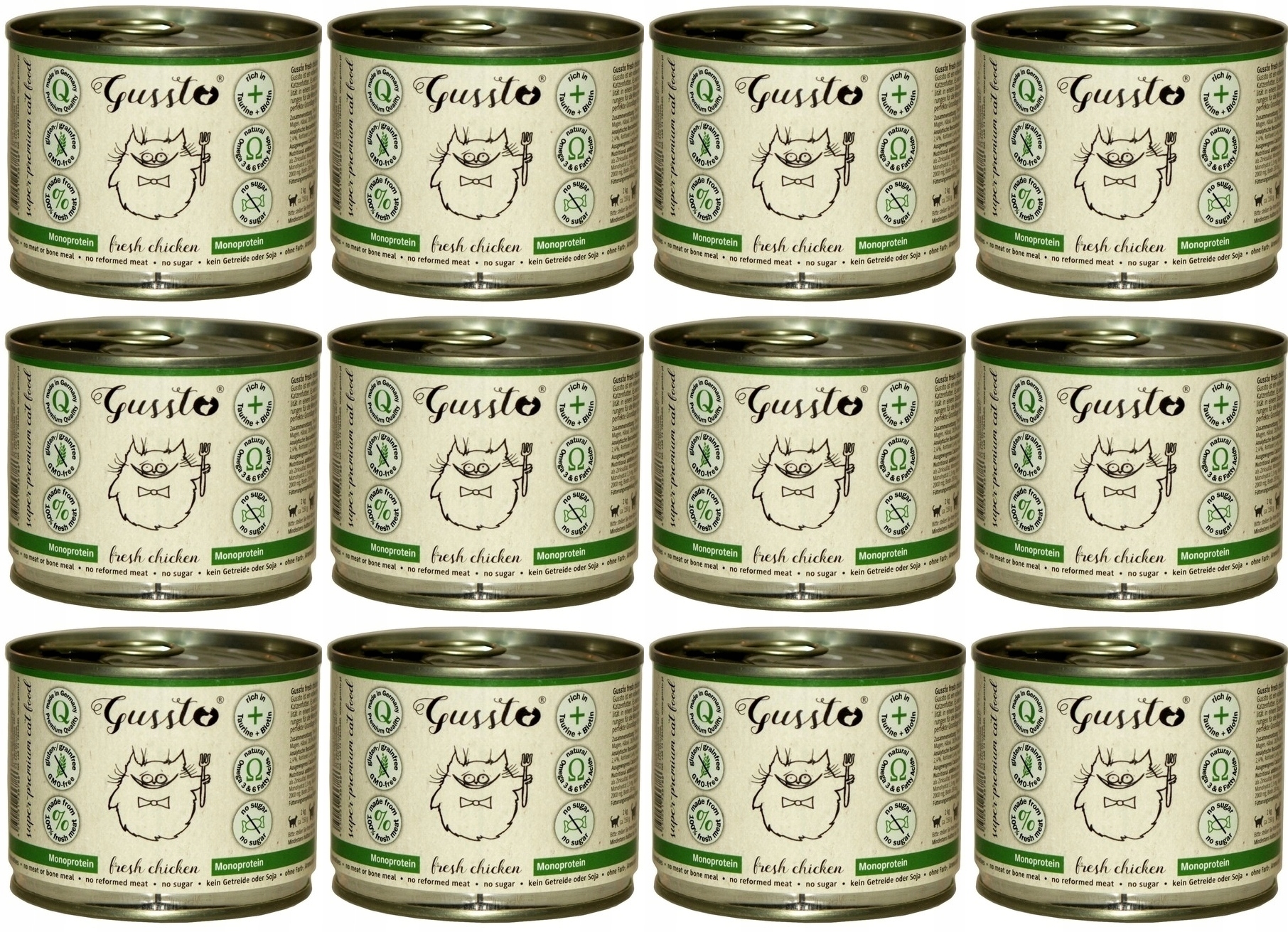 Levně Gussto krmivo pro kočky s čerstvým kuřetem 12 x 200 g