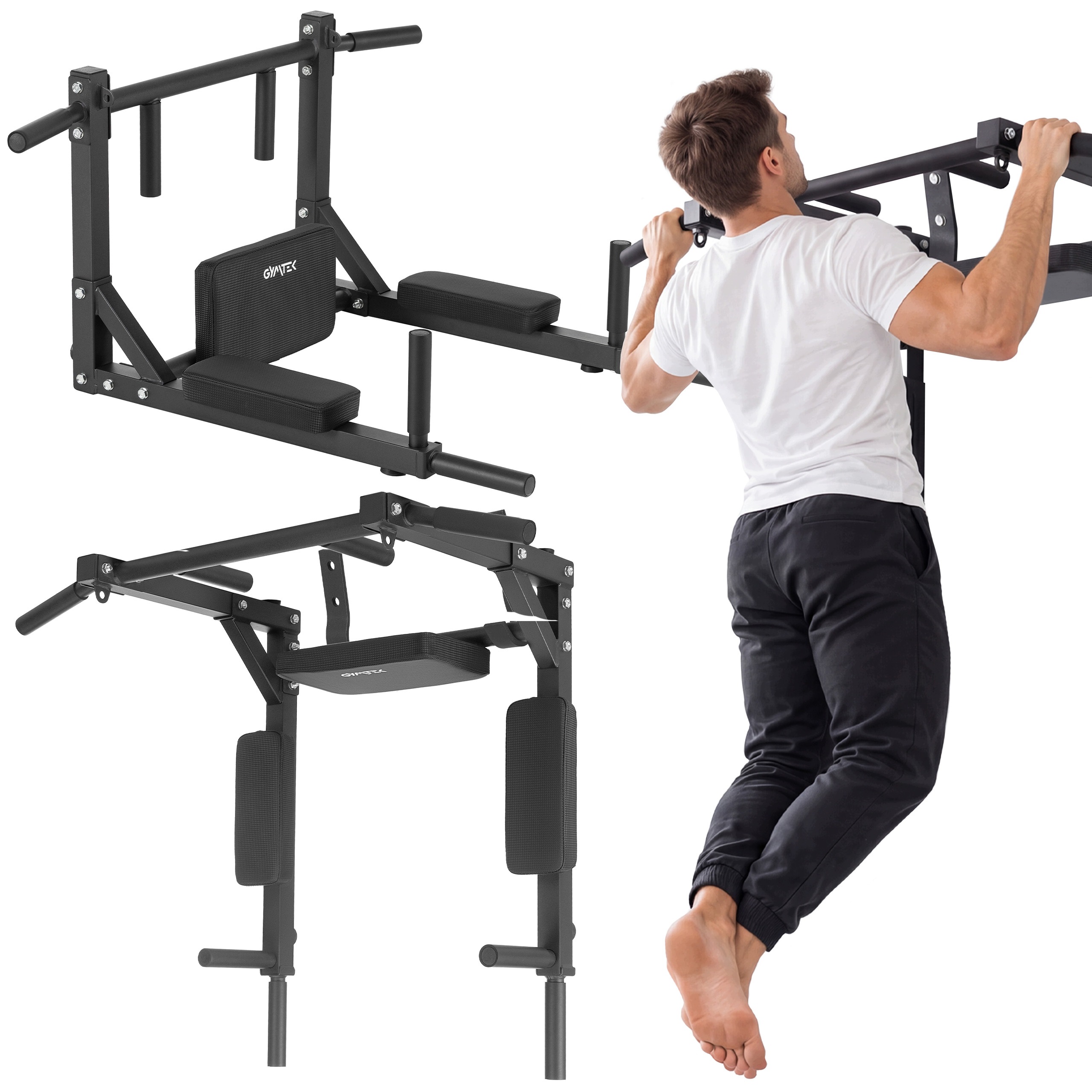 Drążek Do Podciągania Ścienny Multifunkcyjny Poręcze 2W1 Pull Up Gymtek
