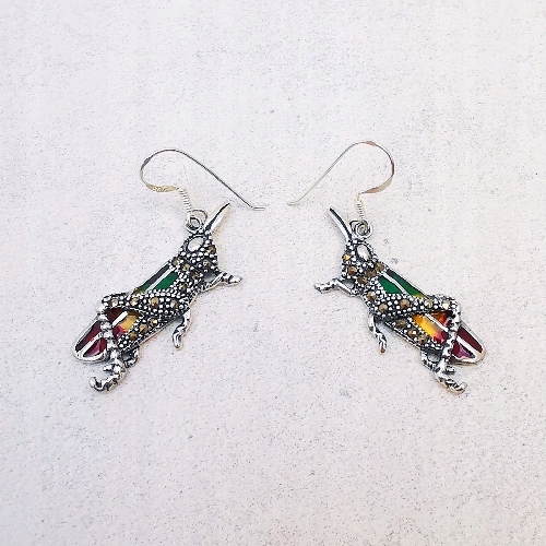 Stříbrné náušnice kobylky