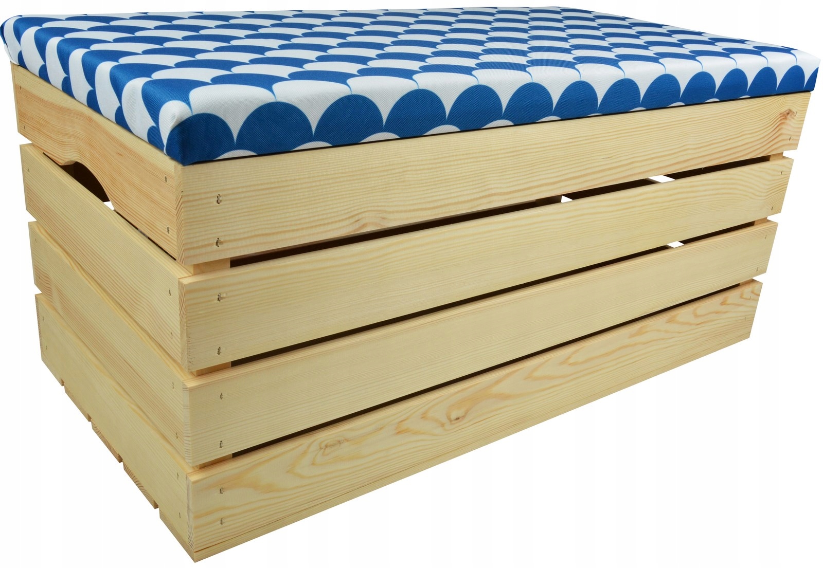 Kufr Dřevěný Úložný Prostor Taburet 80 CM Sedák Borovice