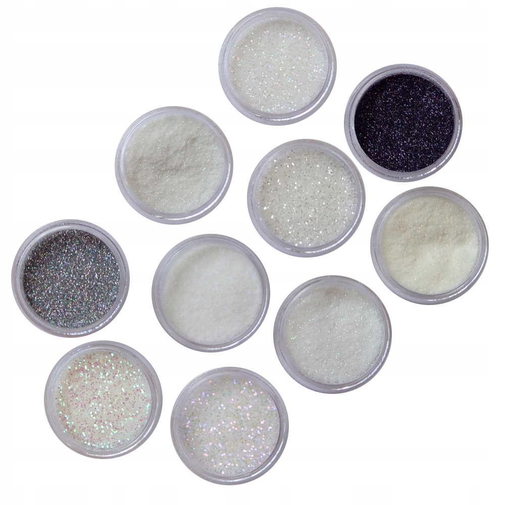 10x pyłek duo brokat do zdobienia paznokci zestaw