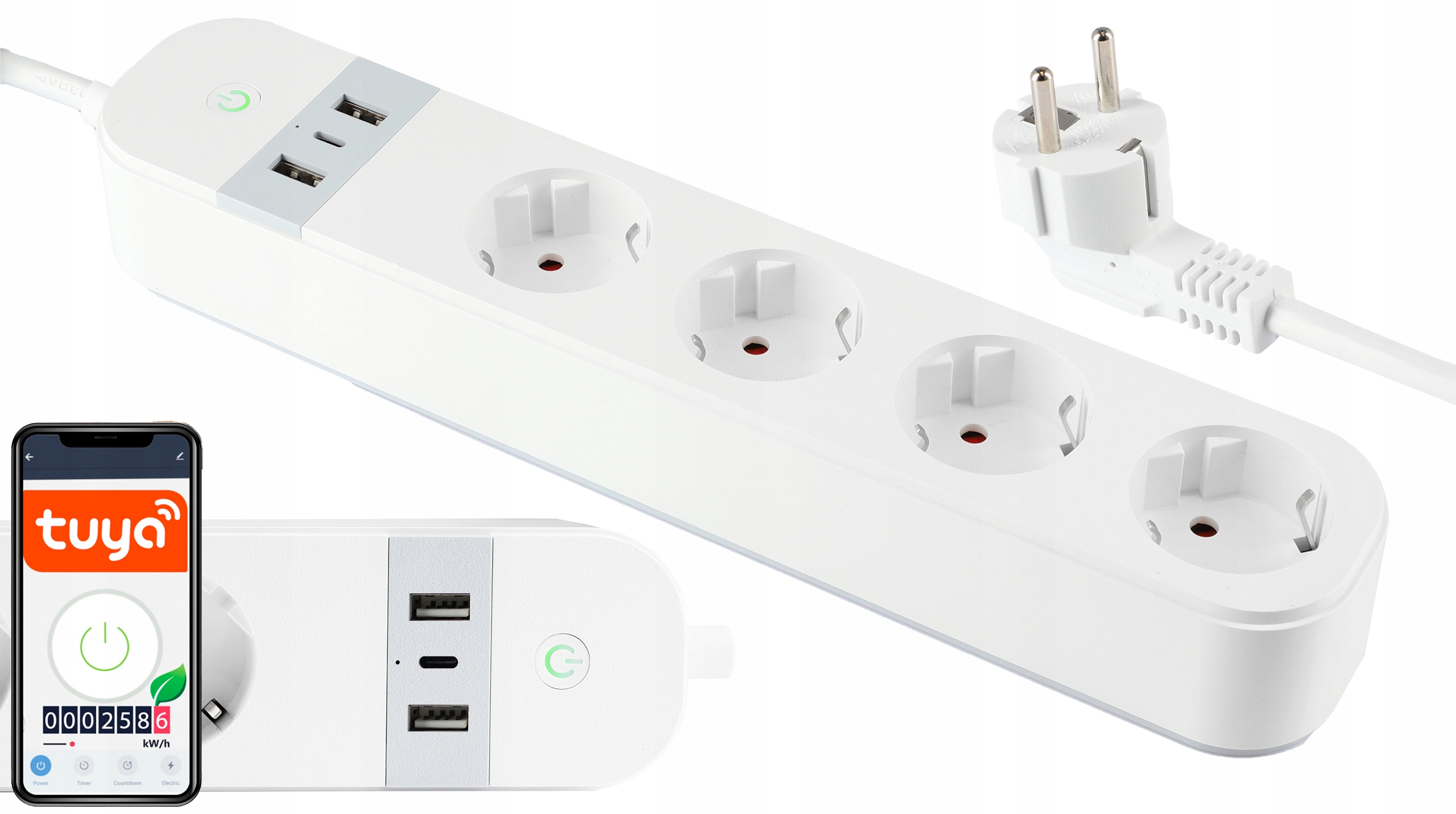 

Listwa zasilająca WiFi ładowarka Smart przedłużacz