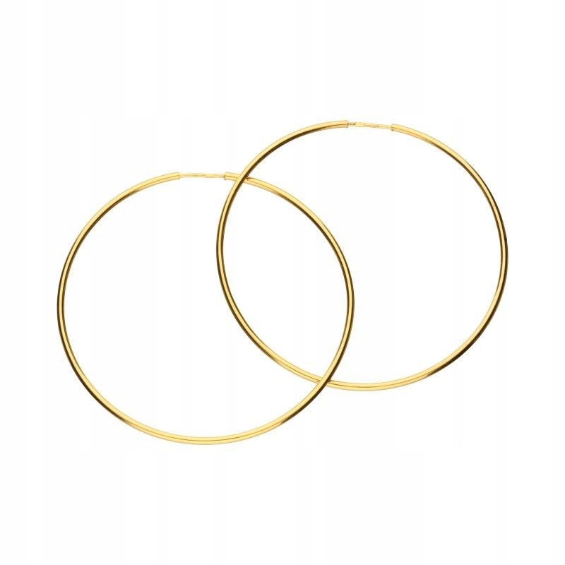Náušnice zlaté kruhy 585 závěsné velké o průměru 50 mm Elegantní klasické