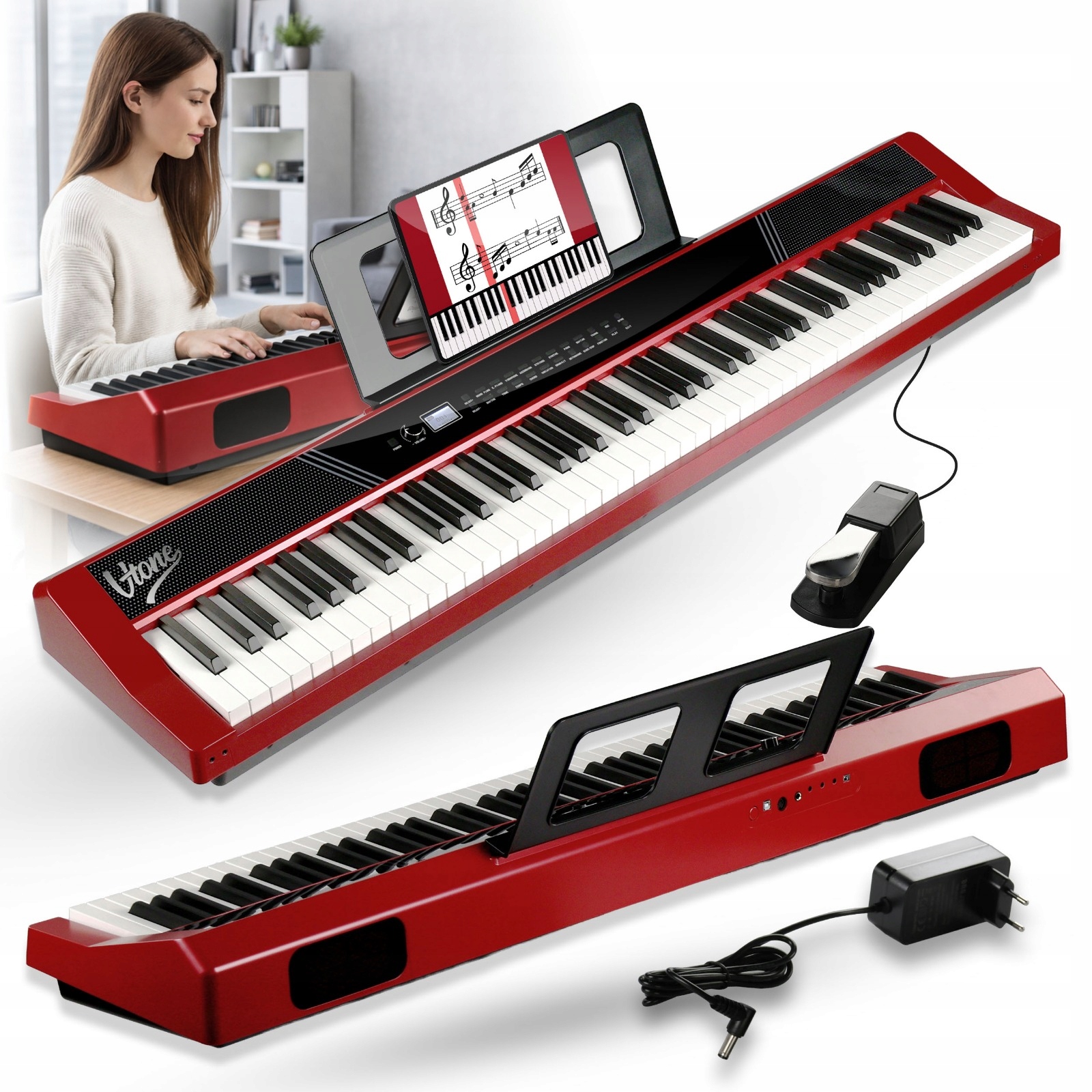 Digitální Piano 88 Kláves Vážená Klávesnice Usb MIDI Aux Pedál Sunstain