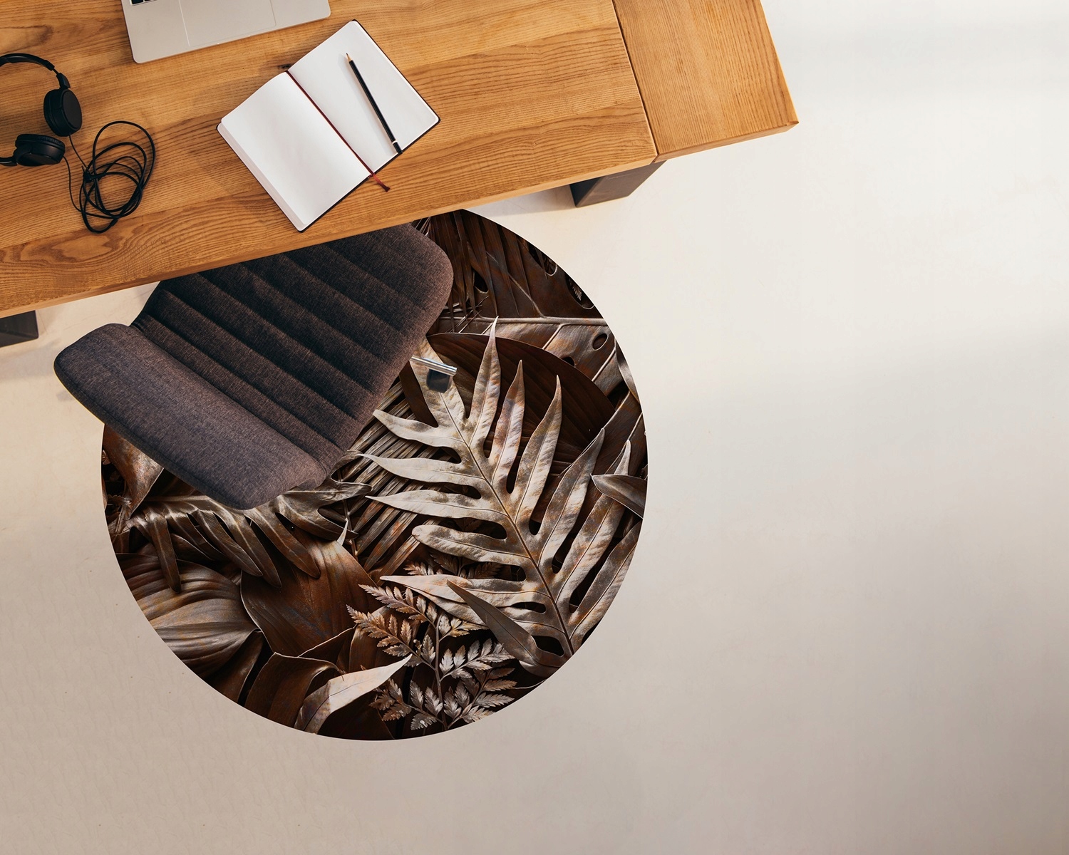 Dywanik mata podkładka Metalowe liście fi100 cm Marka Coloray