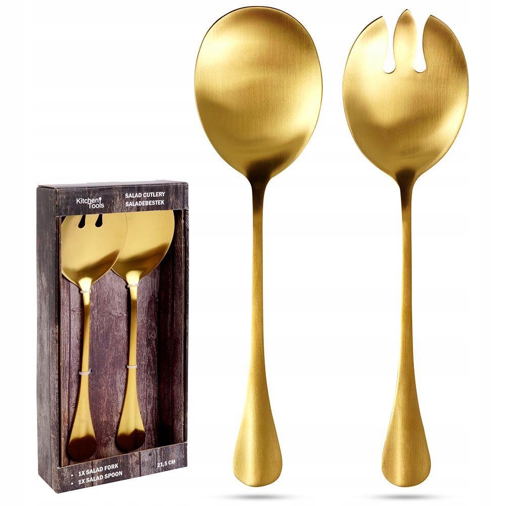2x Salátové lžíce na servírování salátů a pokrmů Zlaté