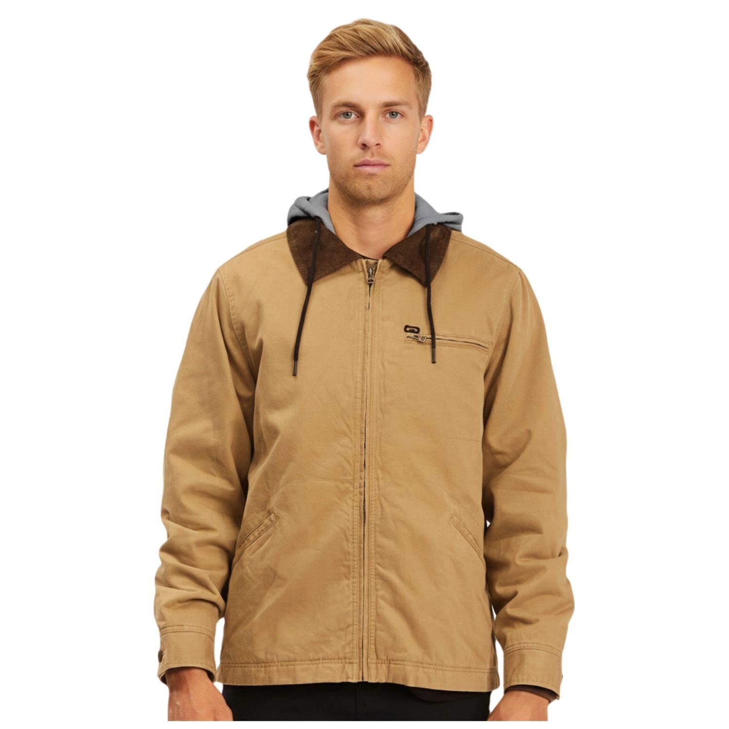 Pánská bavlněná bunda Billabong s kapucí přechodově hnědá, vel. Xs