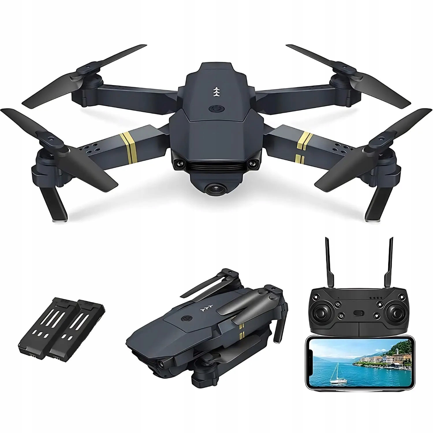 Dron pro děti s kamerou E-58, 2 baterie, stabilní let, snadné ovládání, Hd