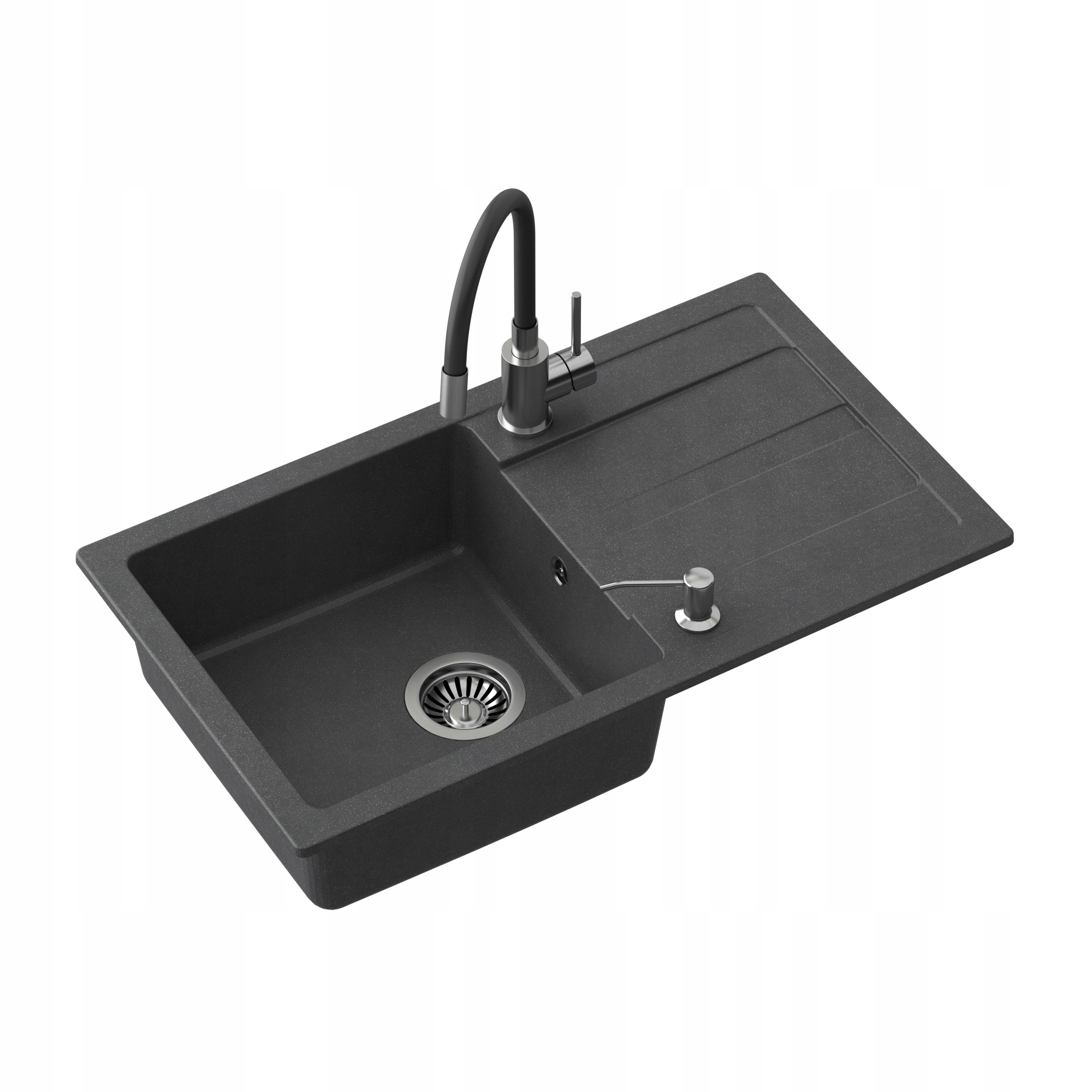 Quadron Ready-smart Granitový dřez 1 komora 62x44 cm Sada Černá/St