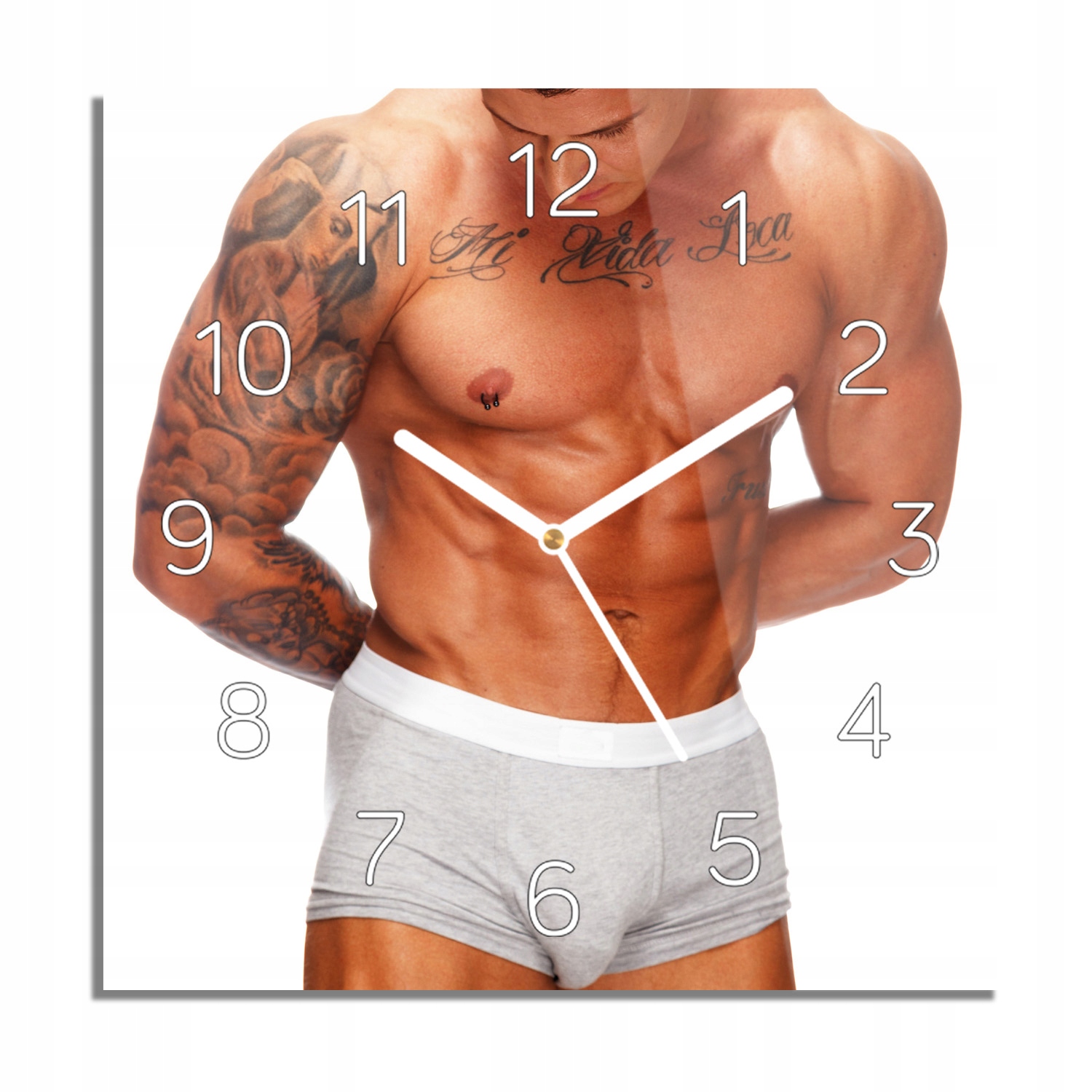 

Ciało tatuaż mięśnie foto-zegar białe cyfry 30x30