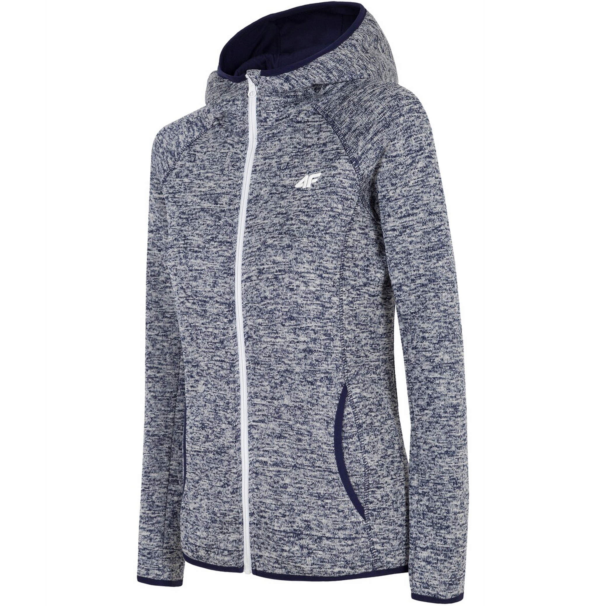 Bluza Damska 4F Sportowa Rozpinana Z Kapturem Granatowa Fitness Ciepła Xs
