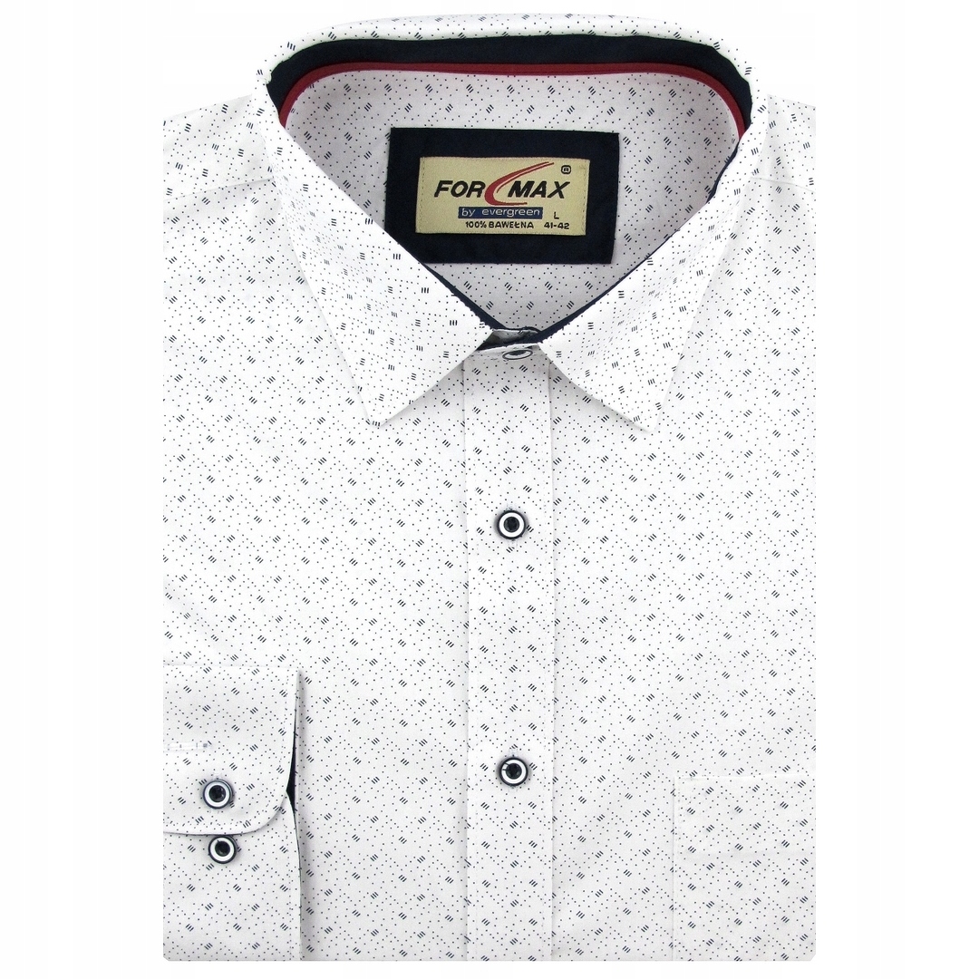 Koszula Męska Wizytowa do garnituru biała we wzorki Regular J644