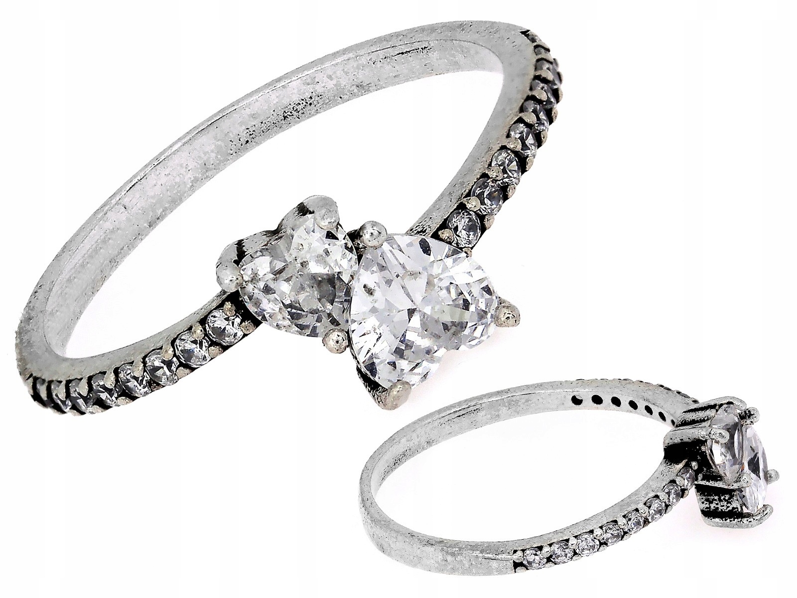 Prstýnek 925 Dvě Srdce se zirkony jako dárek, elegantní r18