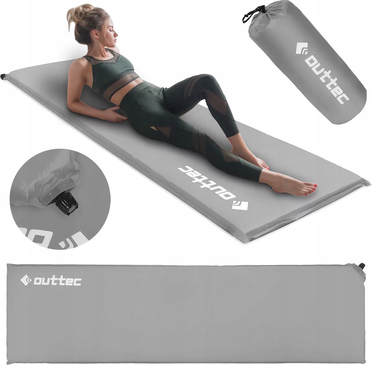 MATA TURYSTYCZNA SAMOPOMPUJĄCA MATERAC 180X53CM OUTTEC