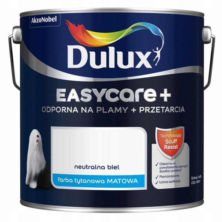 Dulux Barva Latexová Barva Easycare+ 2,5L Neutrální Bílá