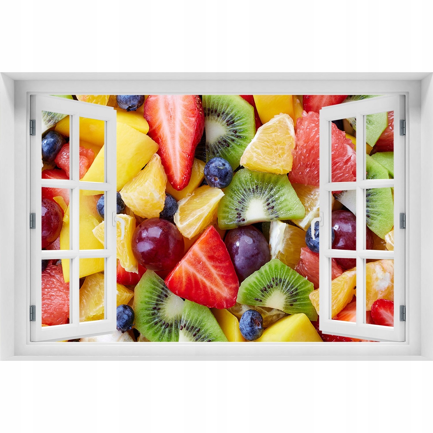 

3D Okno Naklejka na ścianę Pokrojone owoce 90x60