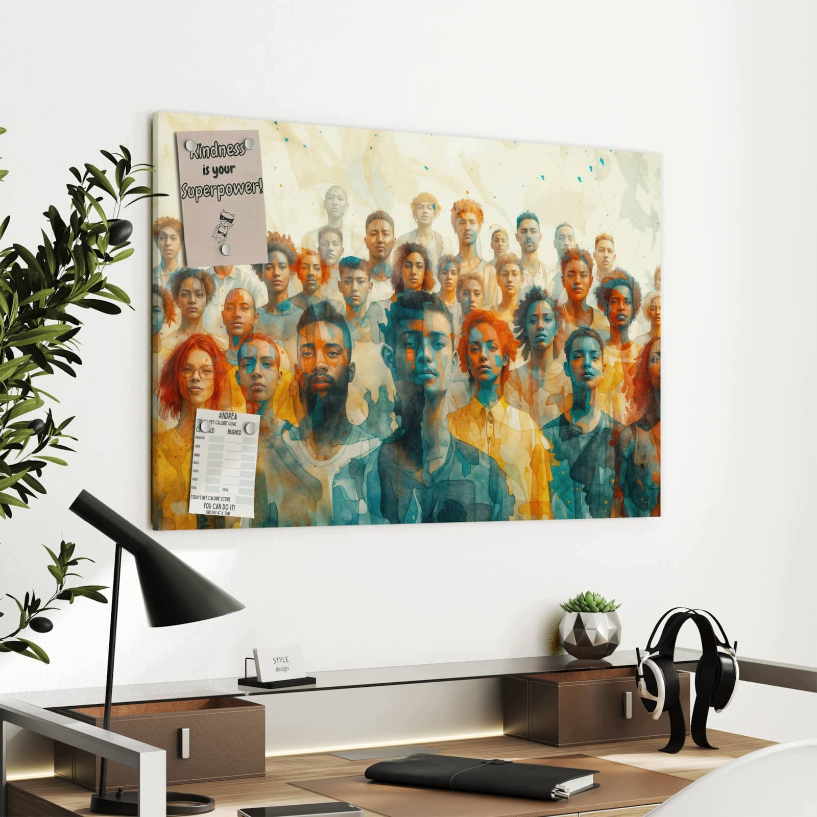 Magnetická tabule Rozmanitost tváře 90 × 60 cm