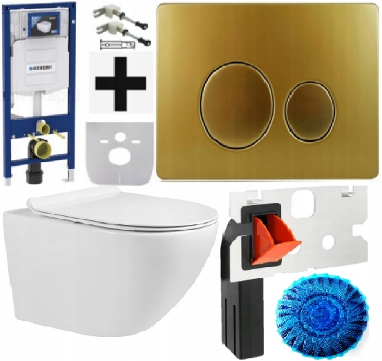 Wc rošt Geberit Duofix UP320 miska doska tlačidlo Stal D5 zlatý Fresh Kpl