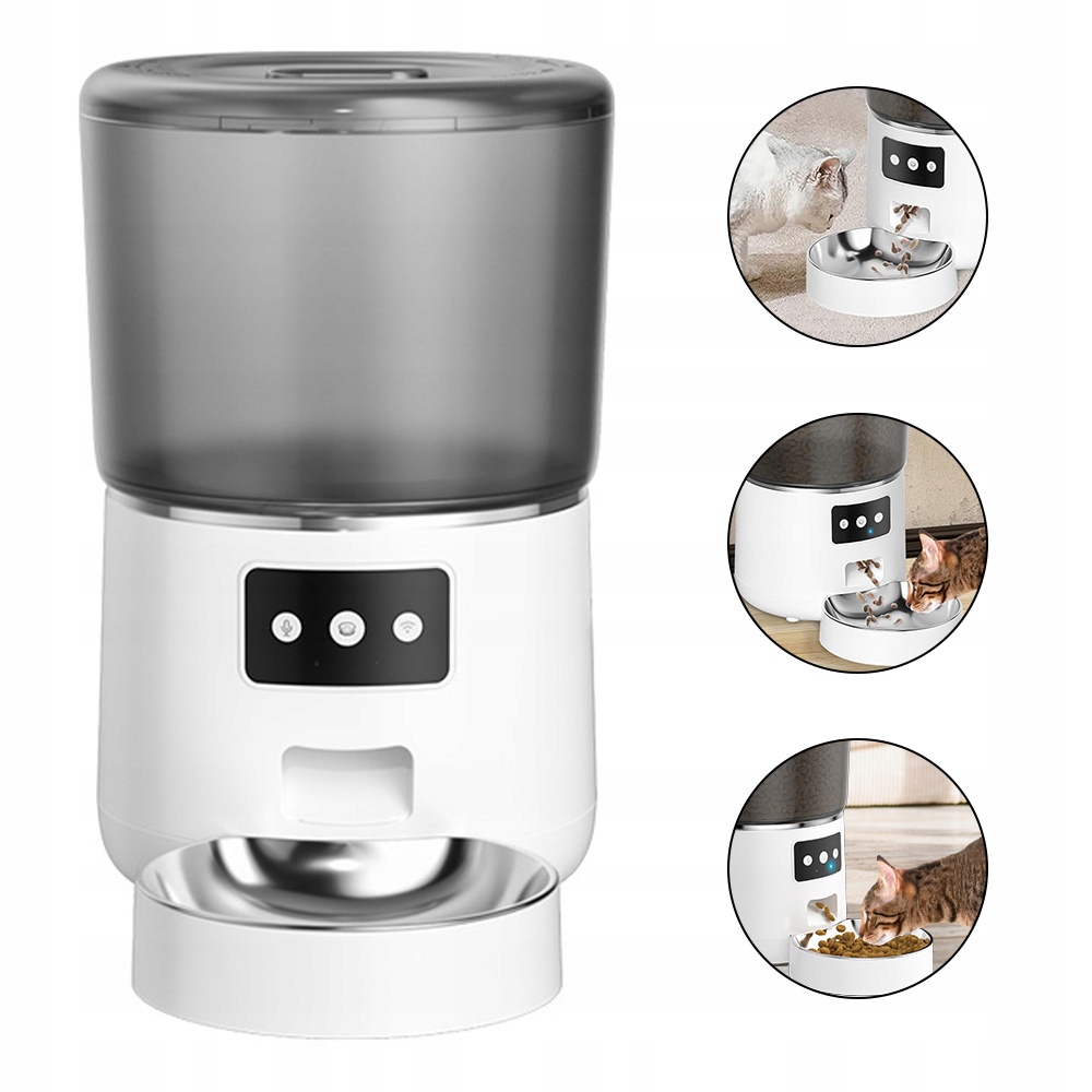 Levně Automatický Dávkovač misky krmiva Pro Psa Kočku Bílý 4 Wi-Fi podavač