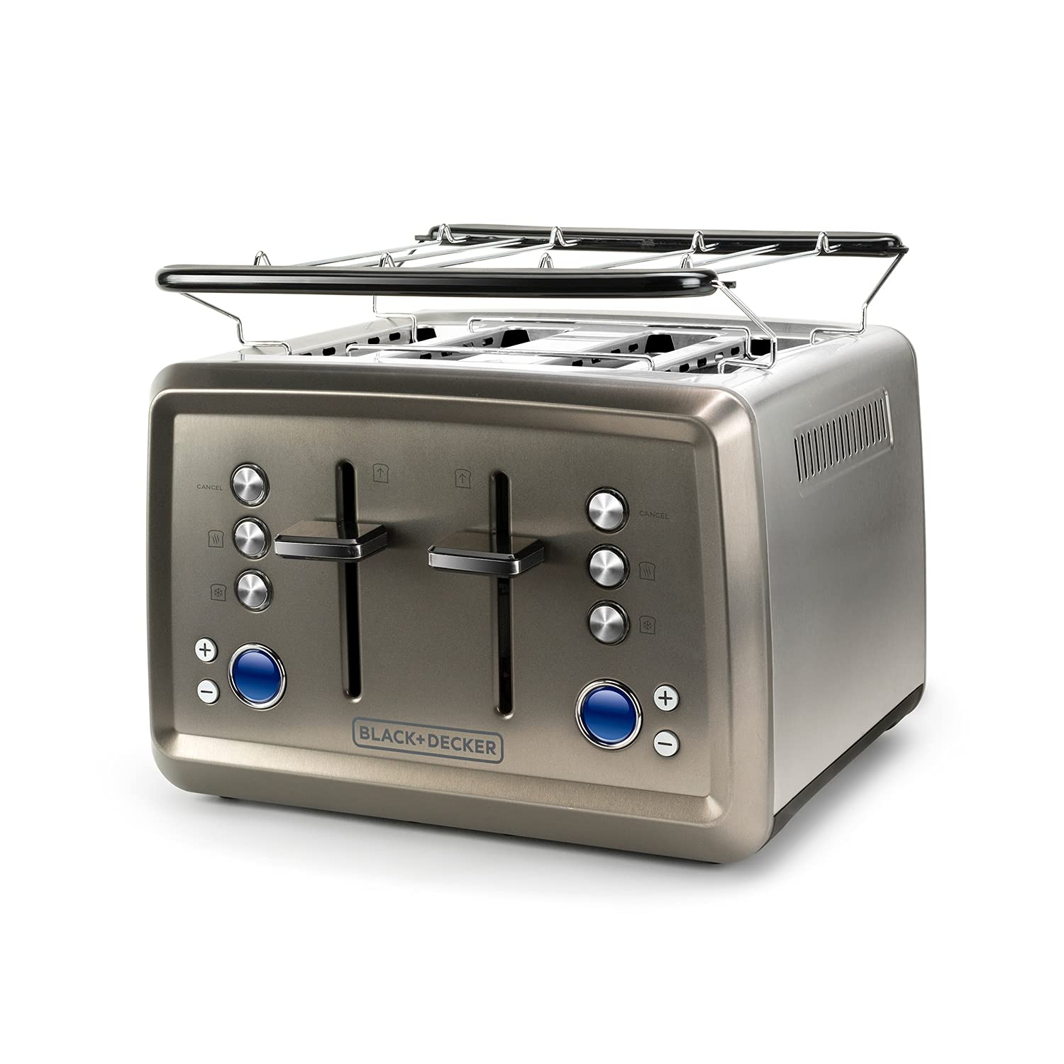 BLACK+DECKER Toster 1960W Cyfrowa Regulacja 6 Stopni 4 Komory Podgrzewanie