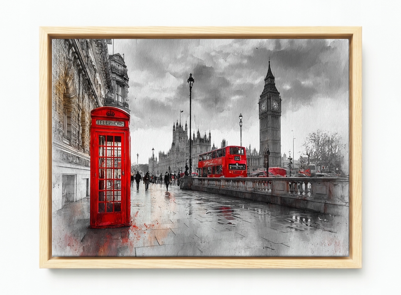 Obraz Rám Americký Box Londýn Big Ben Telefonní Budka Bus 60x40