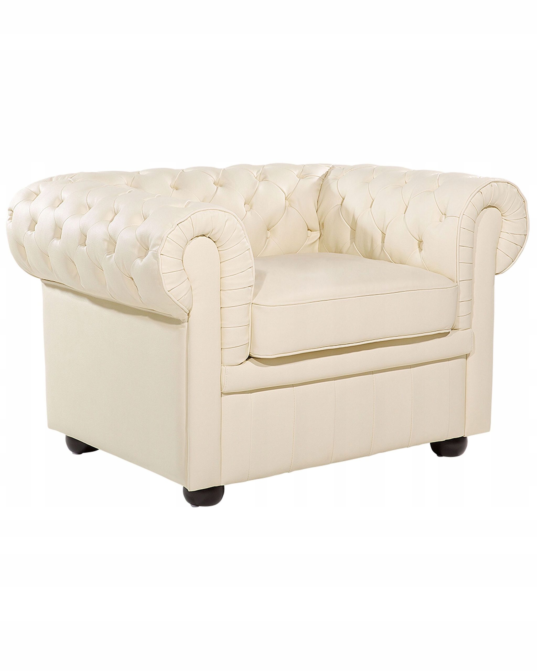 Fotel krzesło chesterfield skóra jasnobeżowy