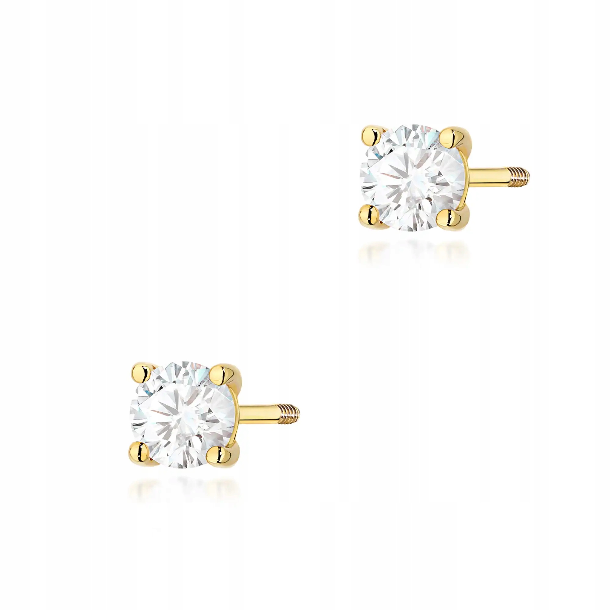 Náušnice zlaté dámské 585 s diamantem 0,30 ct moderní lesklé 14k