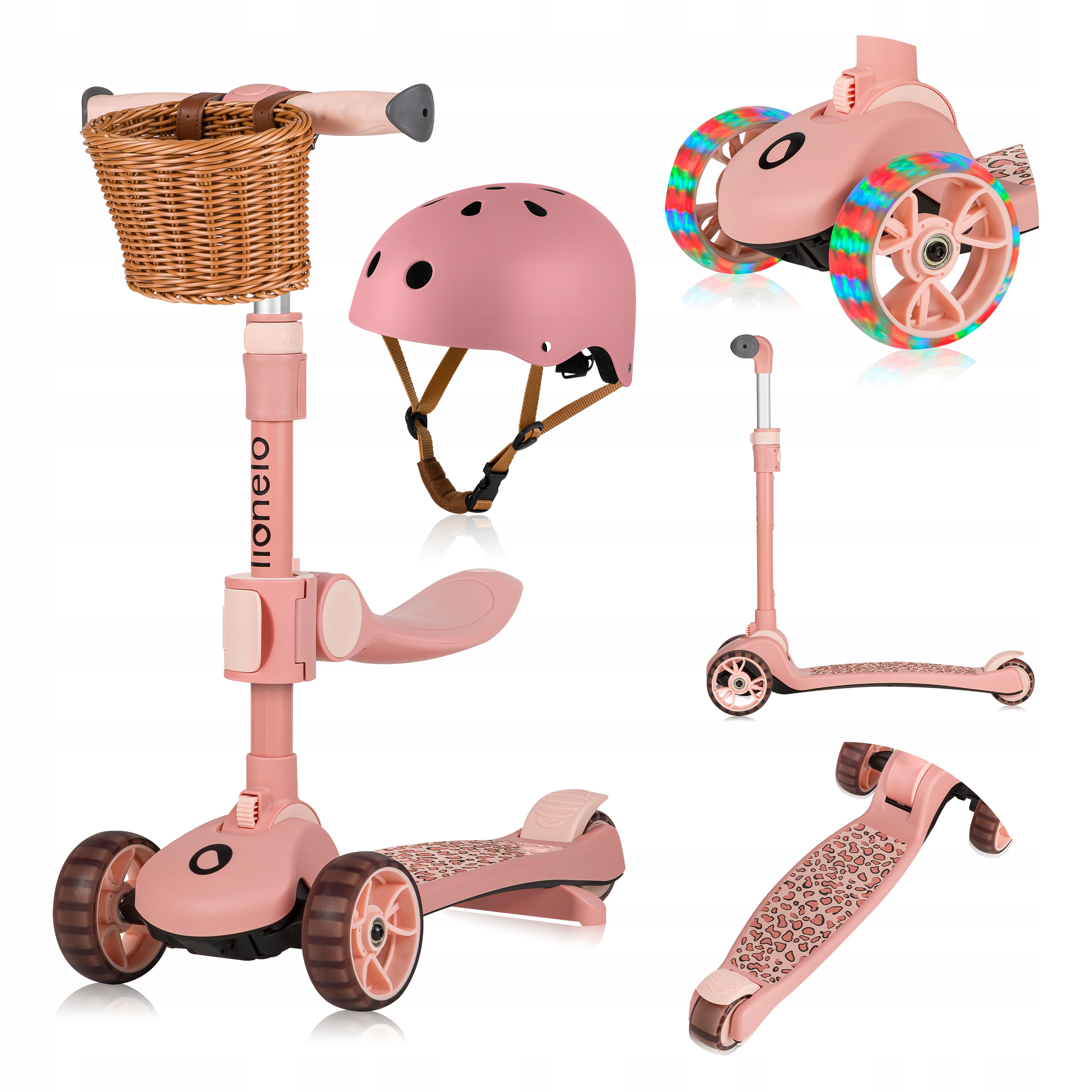 Hulajnoga składana Rowerek biegowy 2w1 trójkołowy led Lionelo Franky Kask