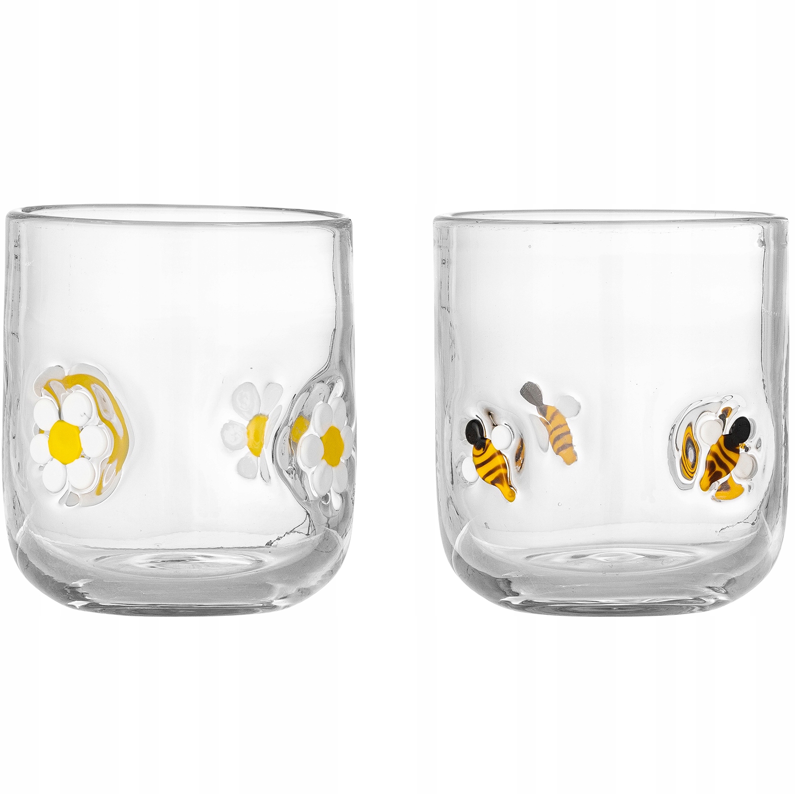 Sklenice Bloomingville Buzz s včelou a sedmikráskou 300 ml, 2 ks, sada