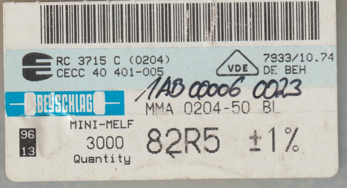 [100szt] 82R5 1% 50ppm rezystor Smd minimelf MMA0204 Beyschlag low noise