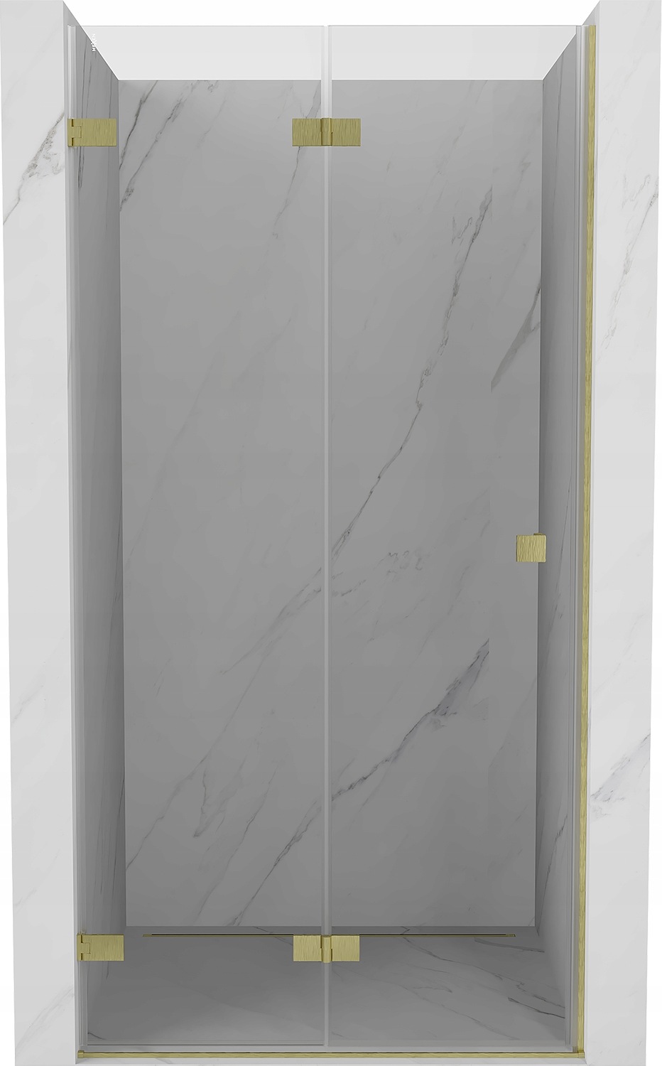 Mexen Lunar-F drzwi prysznicowe składane lewe 55 cm, transparent, złote szc