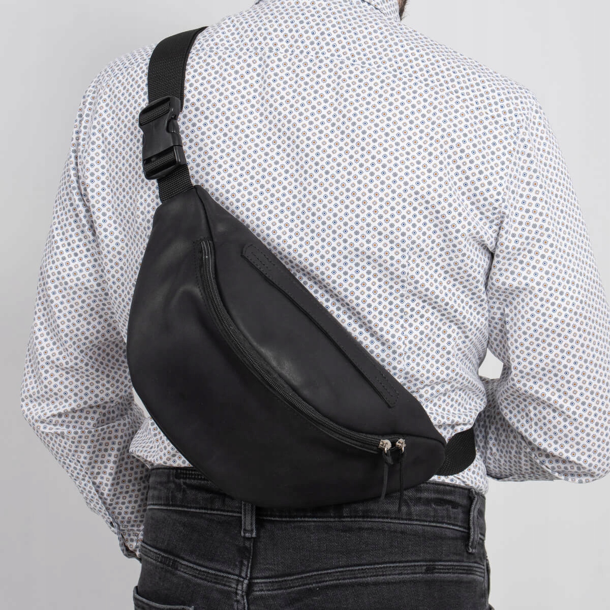 Pánská kožená ledvinka velká XXL vintage cross body černá kůže Belveder NX19