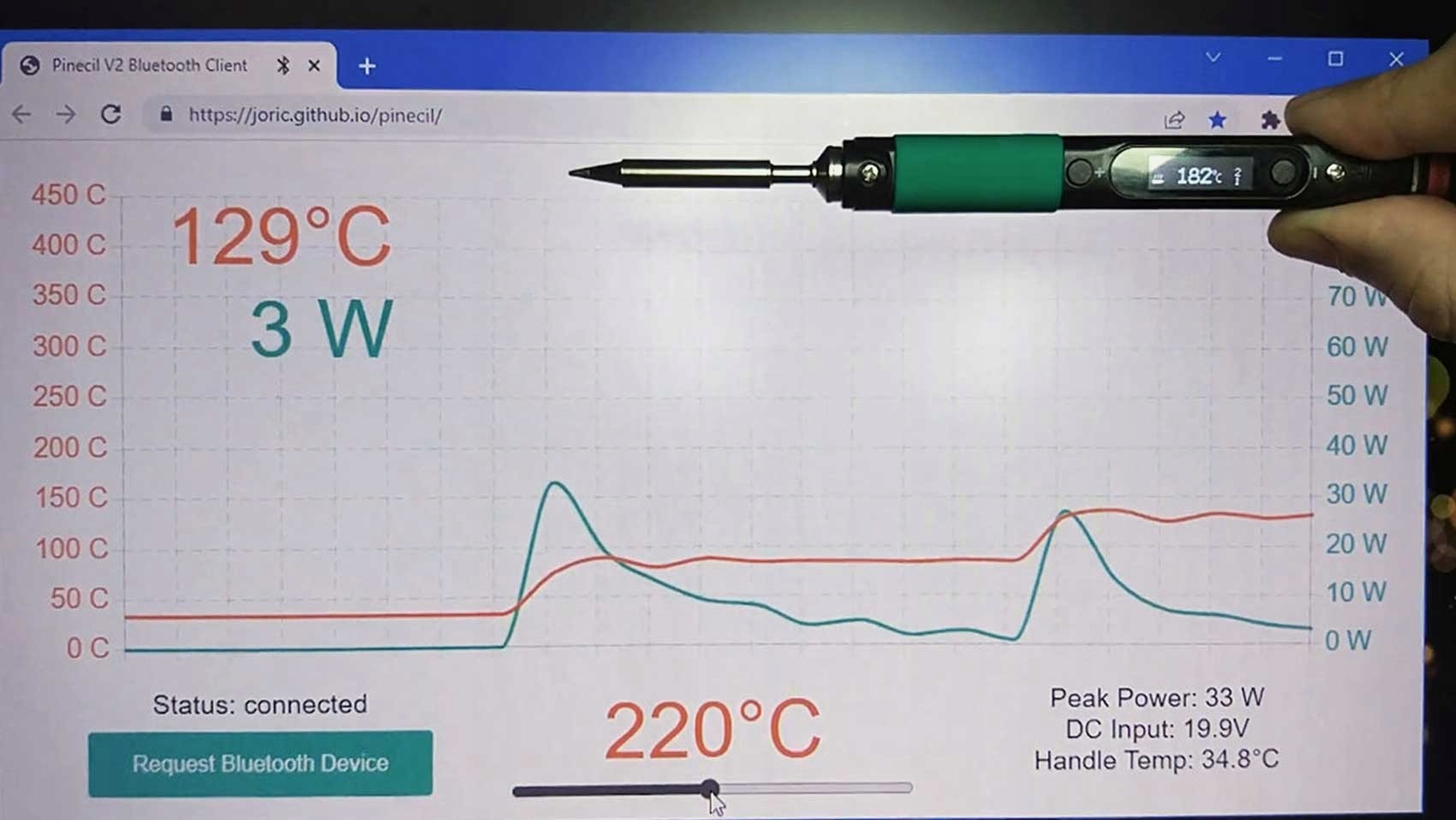 Lutownica Pinecil V2 smart 100-400°C OLED menu PL + grot Moc 88 W