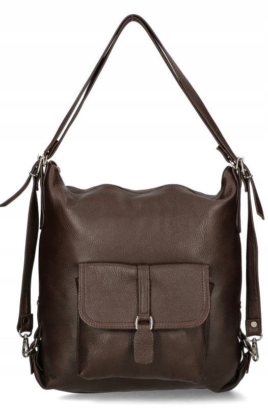 Czekoladowa Torebka włoska Wore Plecak Model 2w1 Skóra Naturalna Vera Pelle