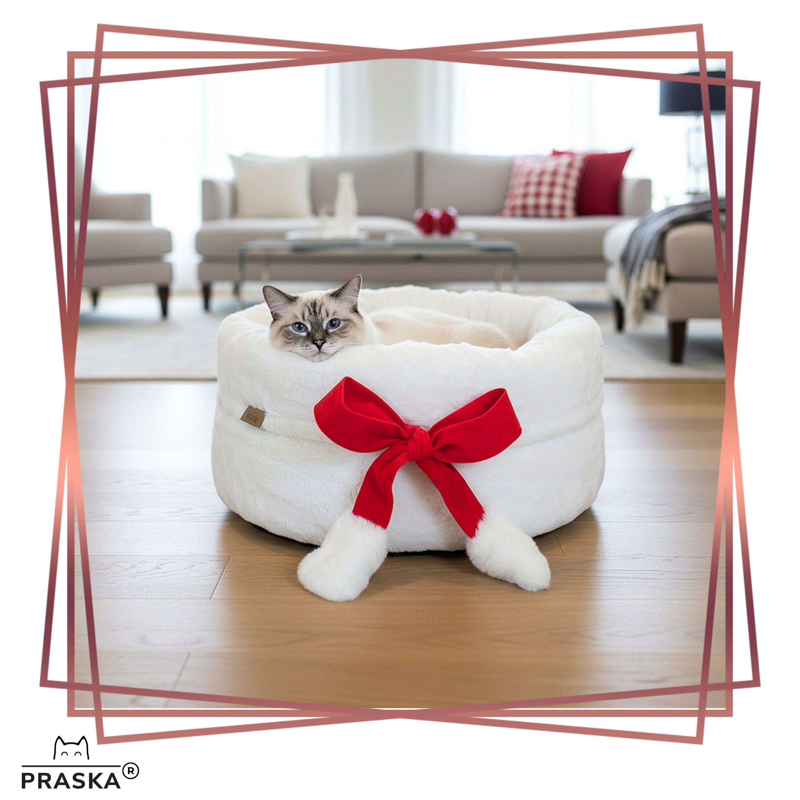 Pražská Pelíšek hnízdečko pro kočky psa Bell Gift s zvonečkem 40 cm Red