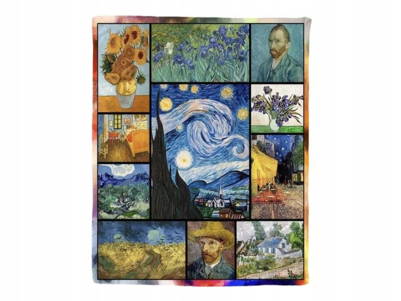 Koc Pléd Přehoz Van Gogh Koláž Uměleckých Děl Teplý Dárek 130X150
