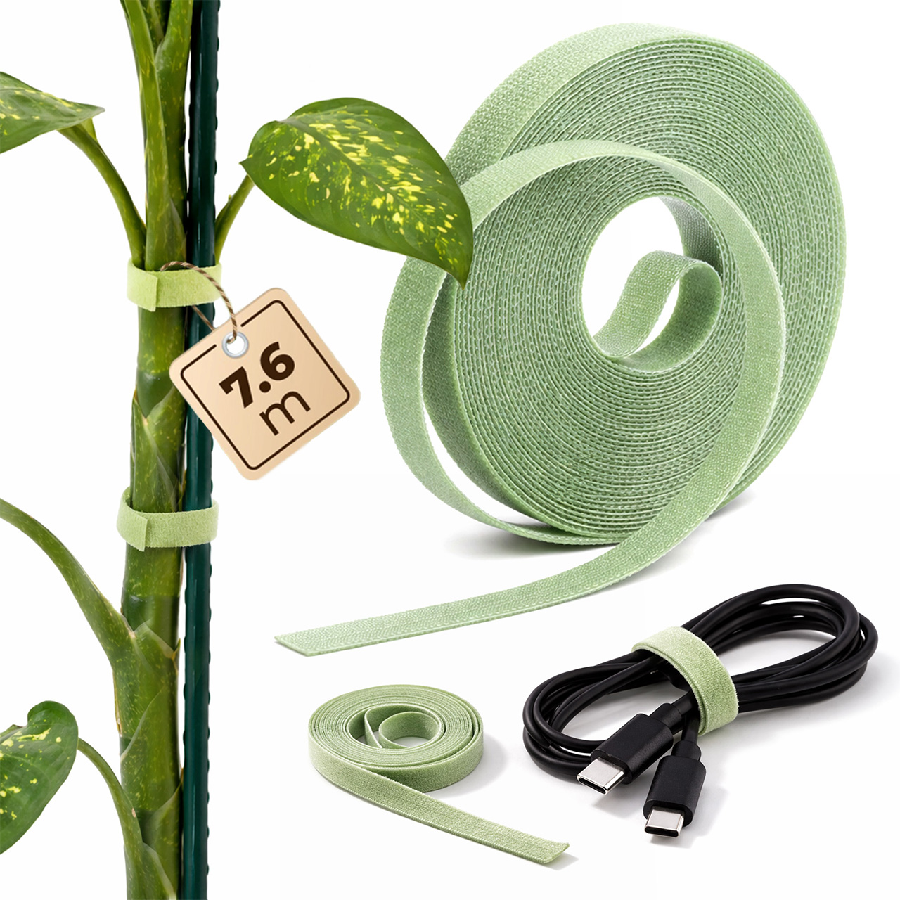 OPASKA RZEP ORGANIZER KABLI ROŚLIN 760cm MOCNY DO OBCINANIA TAŚMA 7,6m 12mm