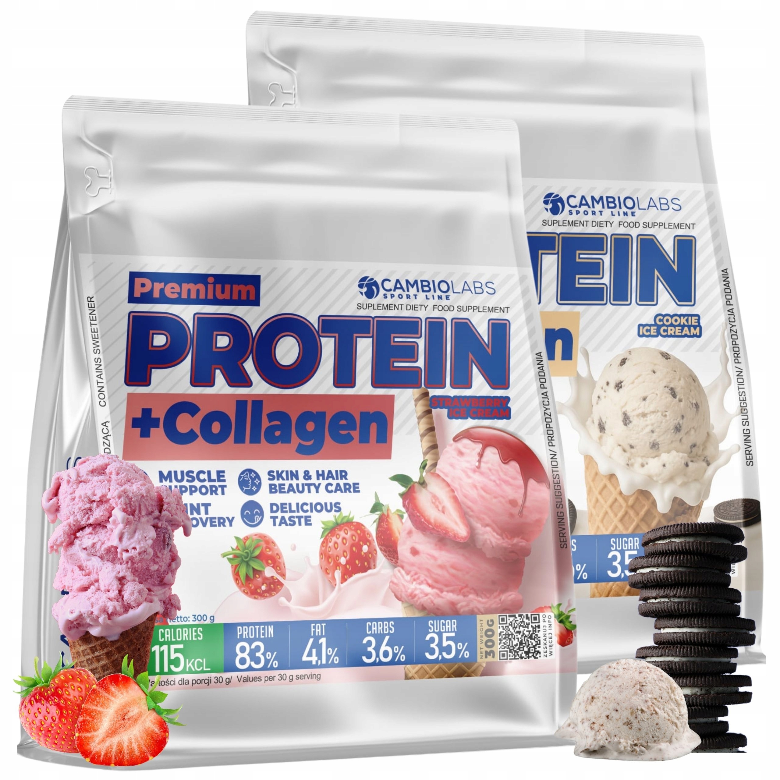 Protein pro ženy s kolagenem Syrovátkový Koncentrát Wpc Sušenka Jahoda