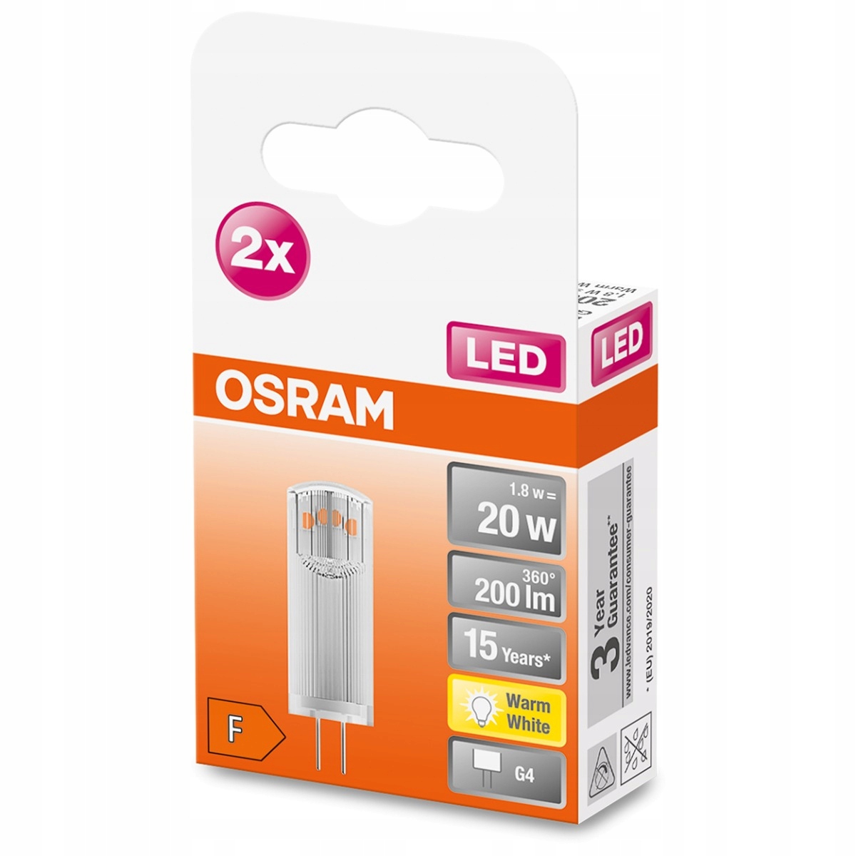 Żarówka LED KAPSUŁKA G4 1,8W 2700K OSRAM 2PAK MINI Marka Osram